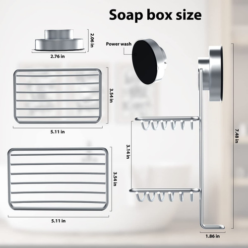 Jabonera Con Ventosa Para Ducha, Acero Inoxidable