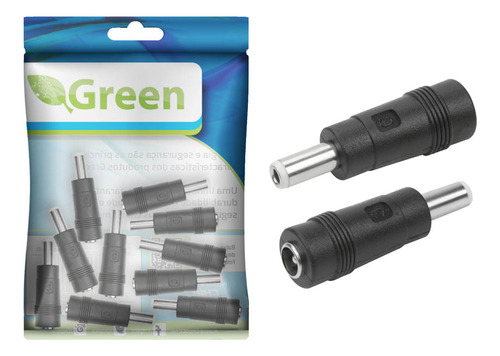 10x Adaptador P4 2.1 X 5.5mm Fêmea Para 2.5 X 5.5mm Macho - Green