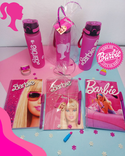 Kit De Barbie Libreta Con Bolígrafo Y Termo