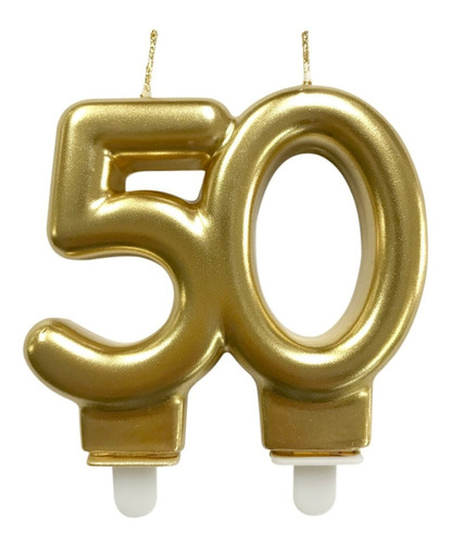 Vela Numérica 50 Anos Aniversário Dourada - Bodas Ouro 50