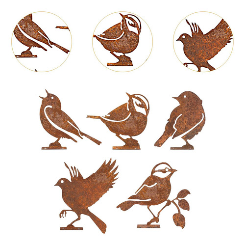 5 Decoraciones De Pájaros Oxidados, Decoración Estilo A