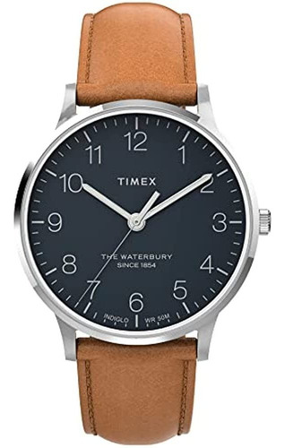 Timex 40 Mm Waterbury Classic Leather Strap Watch Plateado/a