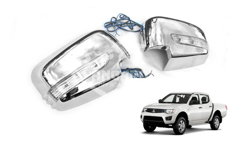 Cubre Espejo Con Led Mitsubishi L200 2006-2015 Cromados