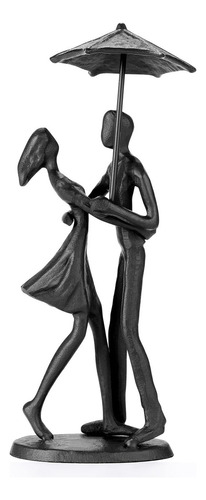 Escultura De Bronce Para Pareja Amorosa Bajo El Paraguas, Ar