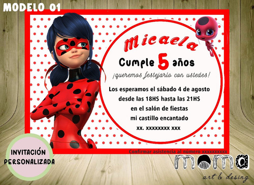Invitaciones Imprimibles Y Digitales - Miraculous Ladybug