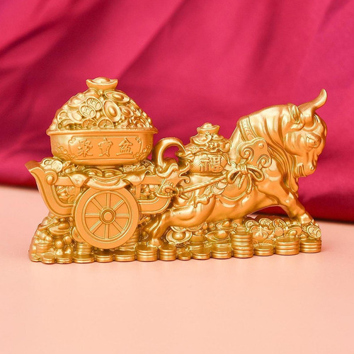 Ox Cart Cornucopia Estátua Desktop Ornamento Decorativo