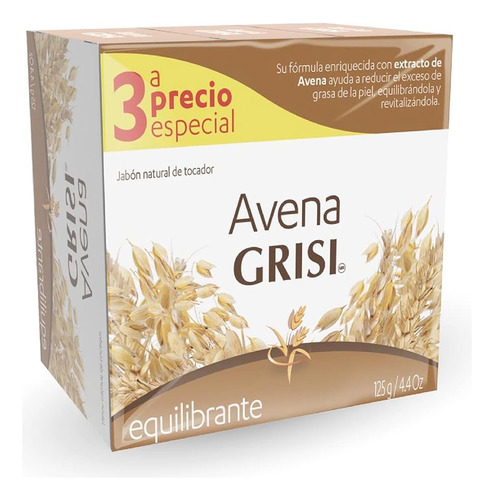 Grisi Tripack Avena Jab. 125 G Suave Hidratante Fortalece