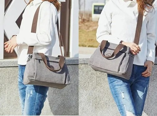 Bolso De Lona De Gran Capacidad For Mujer De Moda Urbana
