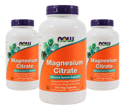 Citrato De Magnésio 400mg Now Foods Magnesium 240cap 3un Sabor Sem sabor