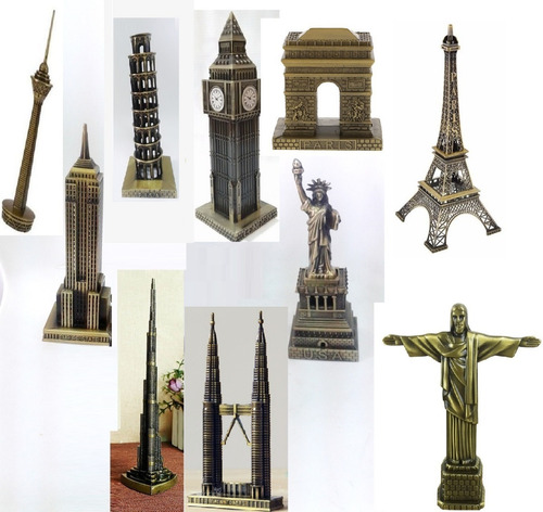 Set 10 Adornos Coleccion Metal Pisa Milad Eiffel Big Ben 