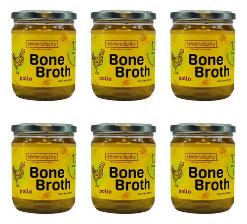 Caldo De Huesos Bone Broth 6 Pack Sabor Pollo 