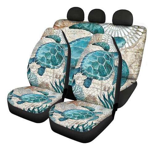 Joaifo Vintage Sea Turtle Print Car Seat Cover Juego Complet