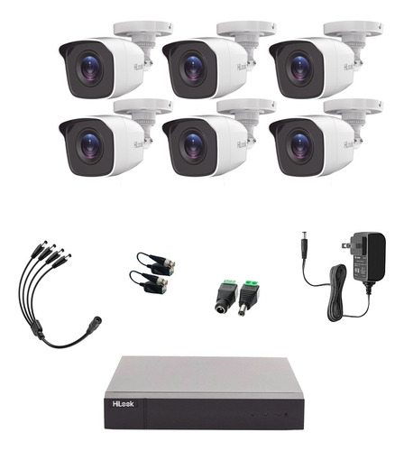 Hilook Kit 6 Camaras De Seguridad 2mp Metalicas Cctv