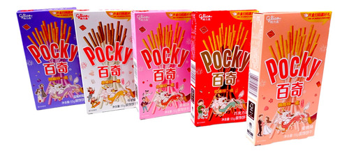  Pocky Chocolate,fresa,leche ,blue Berry, Durazno 5 Piezas