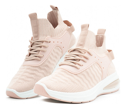 Tenis Para Dama Tipo Calcetín Deportivo Color Rosa