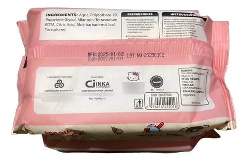Toallitas Humedas Limpieza Hello Kitty X 25 Unid