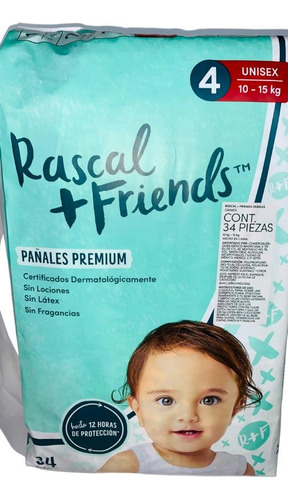 Pañales Rascal + Friends Premium Talla 4, 34 Unidades