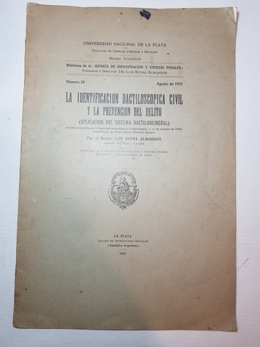 Antiguo Libro La Identificación Dactiloscopica Civil 47n 135