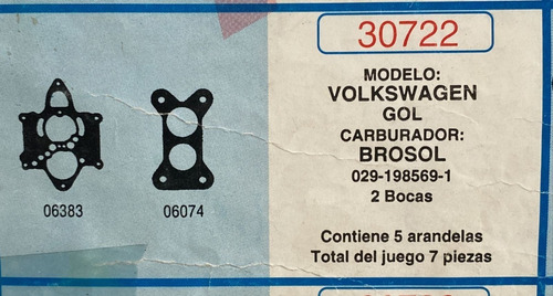 Juego Junta Carburador Volkswagen Gol 2 Bocas  Brosol