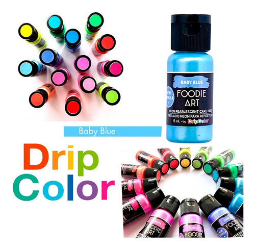 Colorante Comestible Foodie Art Perlado Neon Baby Blue