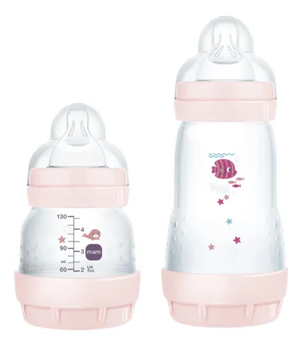 Kit Mam Mamadeira Easy Start Anticolica Bege 130ml + 260ml