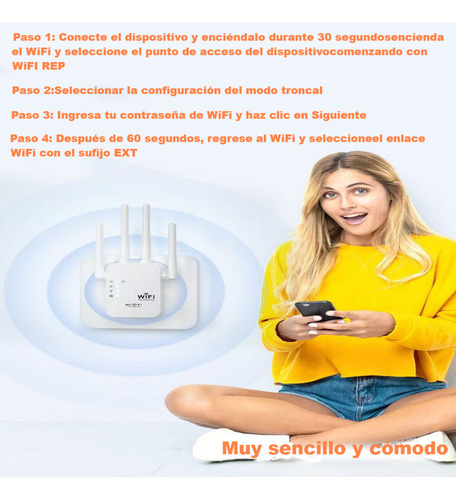 Amplificador Wifi Extensor Rango Repetidor Señal De 4 Antena 127v Color Blanco