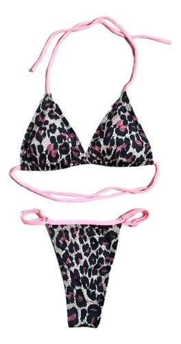 Bikini Animal Print Cola Less, Triangulito - Malla Mujer