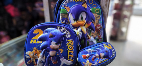 Morral Mas Lonchera Mas Cartuchera De Sonic