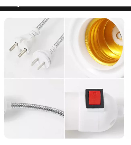 Socket Interruptor Enchufe Portalampara Cable Flexible 28cm