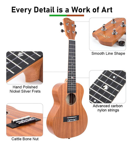 Ukelele Tenor, 26 Pulgadas Zurdo Instrumento Profesional De