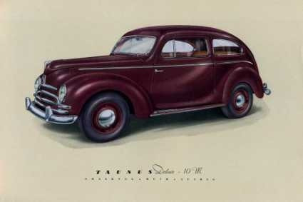 Ilustración Del Auto Ford Taunus 1951 - Lámina 45 X 30 Cm.