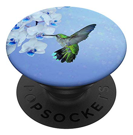 Soporte Para Celular Pop Up, Diseño Flor Colibrí Azul Cielo