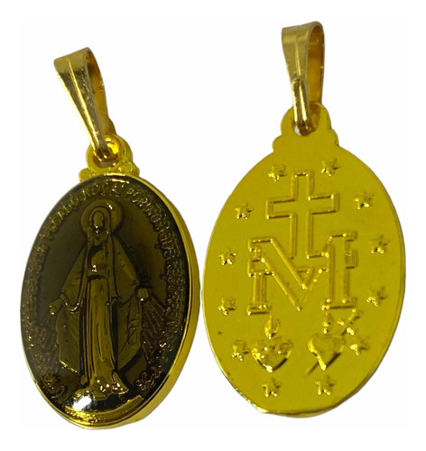 Dije Medalla Virgen De Los Rayos Bañada En Oro Marrón 13x26c