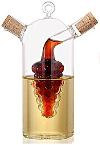 Hand-blown Glass Olive Oil Vinegar Cruet With Grape Clu...