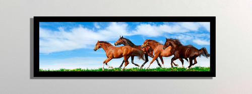 Cuadros Slim Texturizados Carrera De Caballos 12x36 PLG