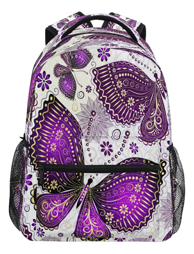 Alaza Mariposa Violeta Flor Púrpura Viaje Laptop Mochila Bus