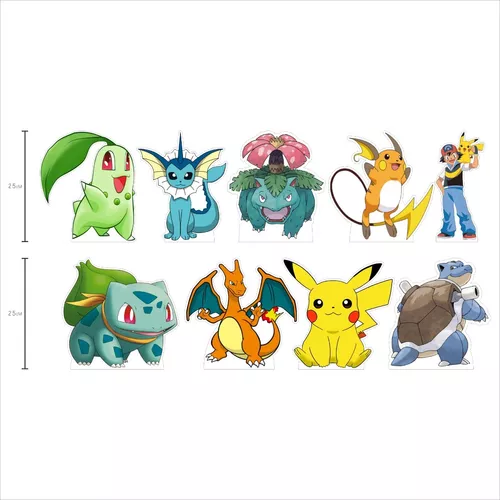 Kit Display Totem de Chão e mesa Pokemon e Nome 14 peças