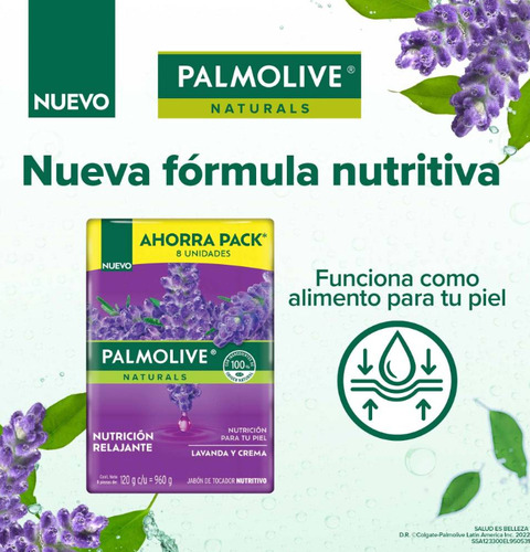 Jabón En Barra Palmolive Naturals Lavanda Y Crema 8 Pz. Drop