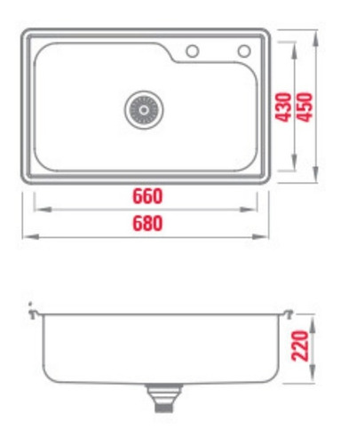 Imagen 2 de 5 de Bacha Cocina Simple Starken T6845 66 X 43 X 22cm Pulido Mate