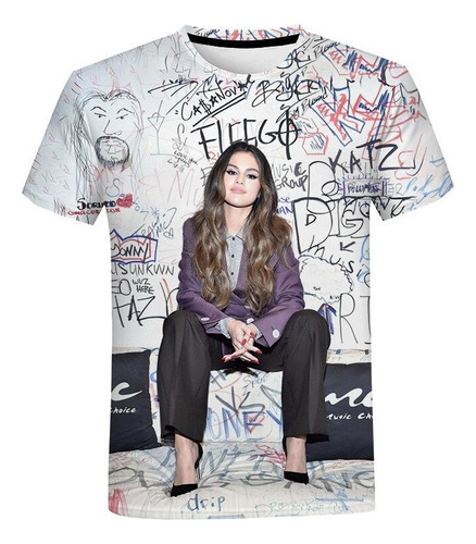 Playera De Manga Corta 3d Con Gráficos De Selena Gomez