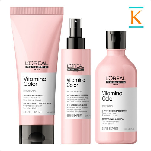 L'oréal Kit Vitamino Color: Shampoo + Spray + Acondicionador