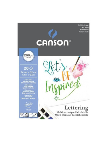 Canson Xl - Pad Lettering, 20 X 32 Cm, 20 Hojas, 200 Gr/m2