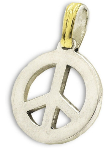 Dije De Plata 925 Y Oro Para Mujer,simbolo De La Paz Calado Color Plateado