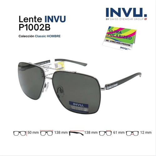 Imagen 5 de 10 de Lentes De Sol Hombre Invu P1002 Ultra Polarizados Uv400