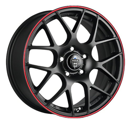 Llanta 15 H500 Hrs 4x100 Color Negro Con Aro Rojo