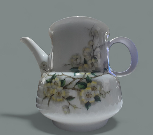 Tetera De Porcelana Con Platos Antiguo