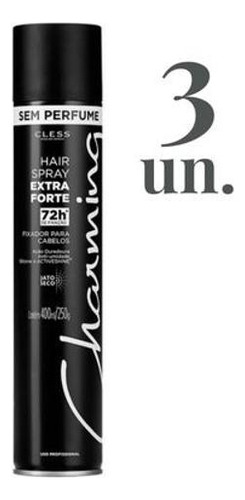 Kit Com 3 Hair Spray Charming Extra Forte Sem Perfume 400 Ml