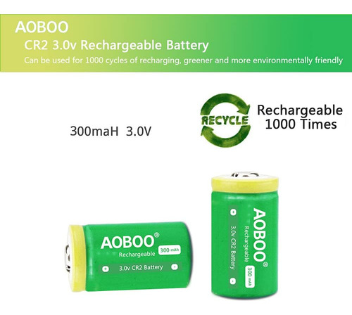 Kit De Batería Recargable Cr2 De 3v, Batería De 300mah, 2 Ud