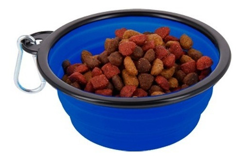 Tazón De Viaje Plegable Para Mascotas 350 Ml Color Azul Color