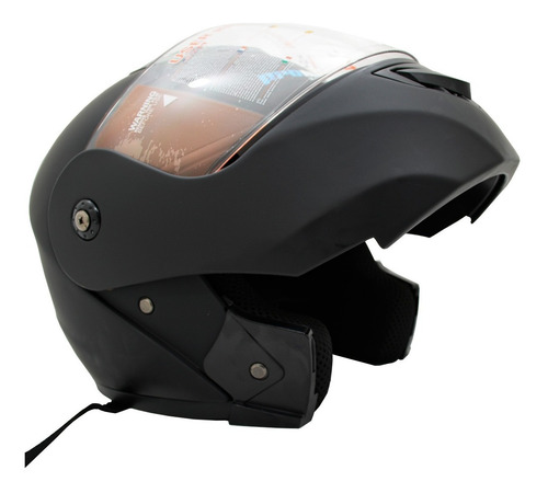 Imagen 2 de 10 de Casco Abatible Para Moto Negro Mate Doble Mica Promoto Md903